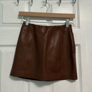Aritzia Wilfred Leather Mini Skirt in Cognac
